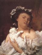 Gustave Courbet Lady and cat oil painting on canvas